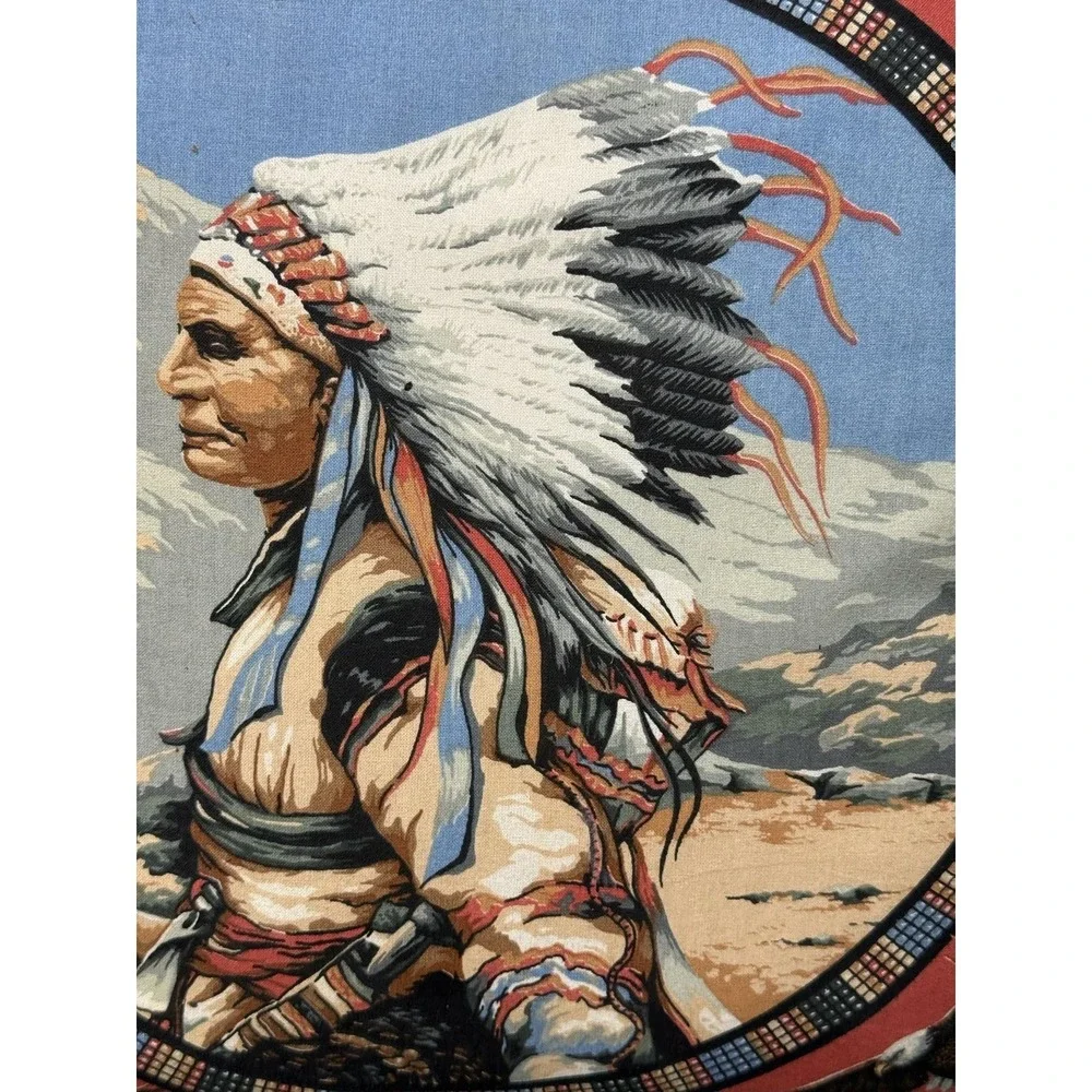 Native American Chief Throw Pillow 16 In Double Sided Eagles Mountain Decor